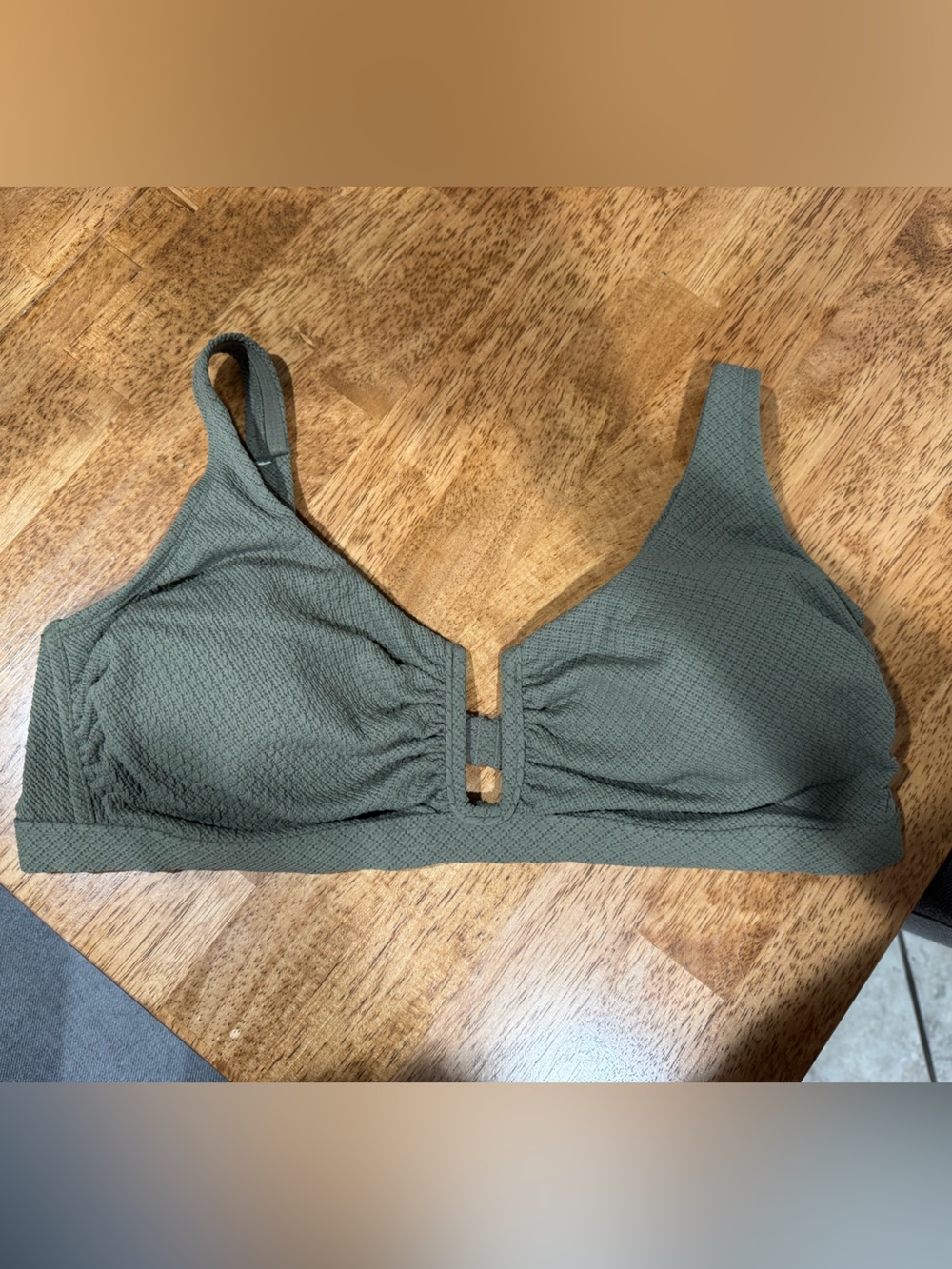 Shade & Shore Olive Green V-Plunge Bikini Top